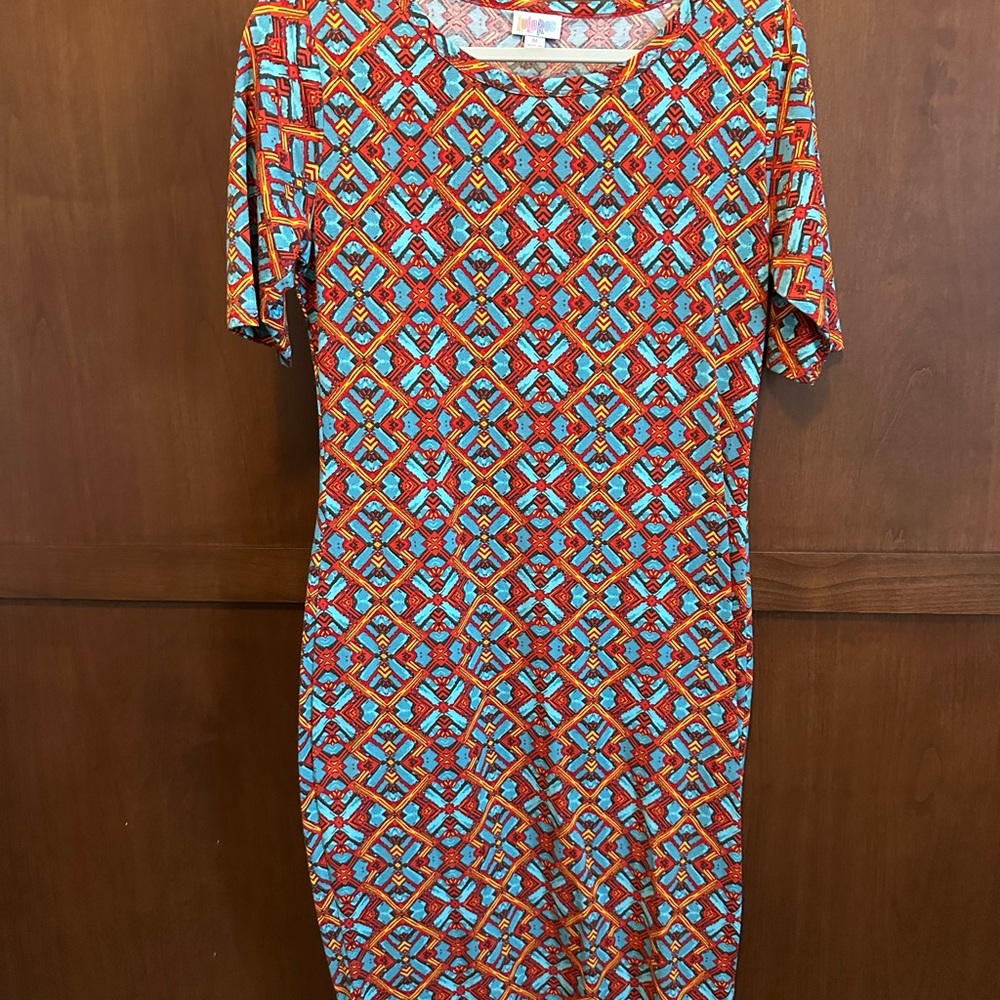 LulaRoe Julia Geometric Patterned Dress - Multicolor Medium